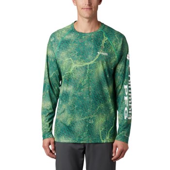 Columbia Muške Majice S Kapuljačom - Super Terminal Tackle Long Sleeve Svijetlo Zelene Smeđe | MCFA-